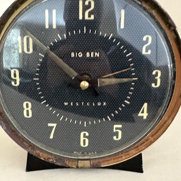 SOLD Vintage MCM Westclox Big Ben Black Gold Wind Up Round Shape Alarm Clock - Picture 11 of 16